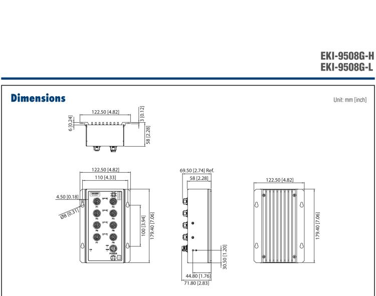 研華EKI-9508G-L 8個千兆M12端口非網(wǎng)管EN50155交換機(jī)，支持24/48 VDC供電