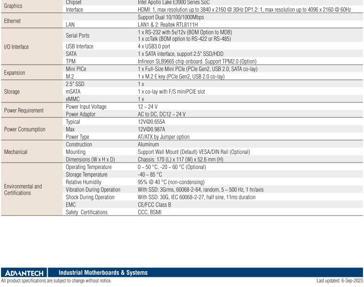 研華EPC-U2117 Intel Atom第六代Apollo Lake無風(fēng)扇嵌入式工控機(jī)，板載eMMC，CANBUS