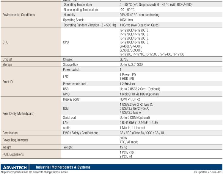 研華EPC-B3588 適配Intel 第12代 Core i 系列處理器，搭載Q670E芯片組?？纱钆銷VIDIA? RTX-A4500顯卡。3U高度，提供高端圖像處理應用的解決方案。