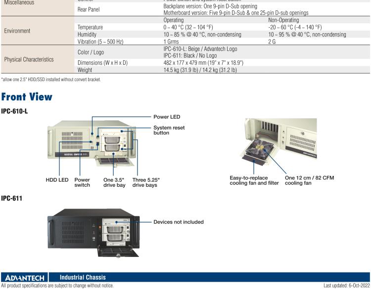 研華IPC-610-L 4U 15槽上架式機(jī)箱，支持前部可訪問(wèn)風(fēng)扇