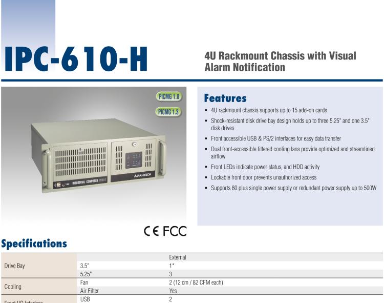 研華IPC-610-H 4U上架式機箱，支持LED指示 & 聲音警報通知