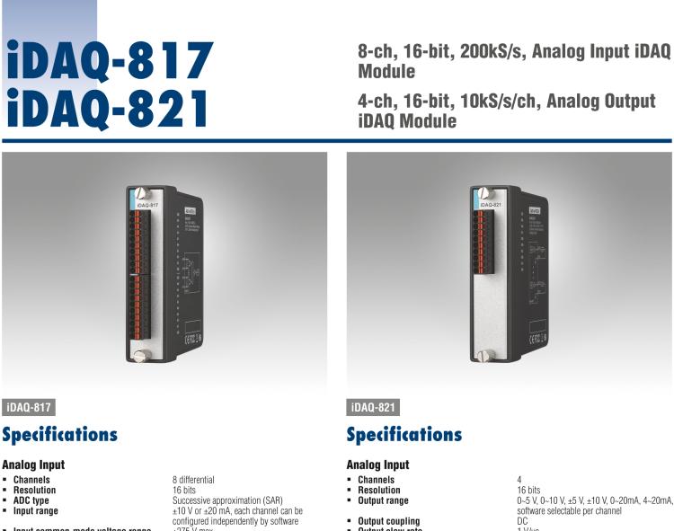 研華iDAQ-821 10kS/s、16 位、4 通道 模擬 輸出 iDAQ 模塊