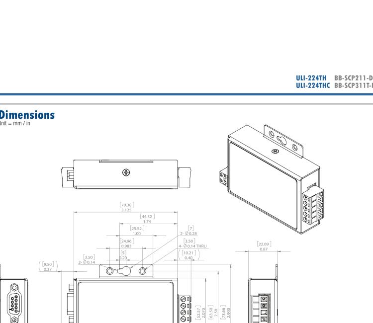 研華BB-485BAT3 ULI-224TB RS-232（DB9母頭至RS-422/485（接線端子）轉(zhuǎn)換器，電池供電